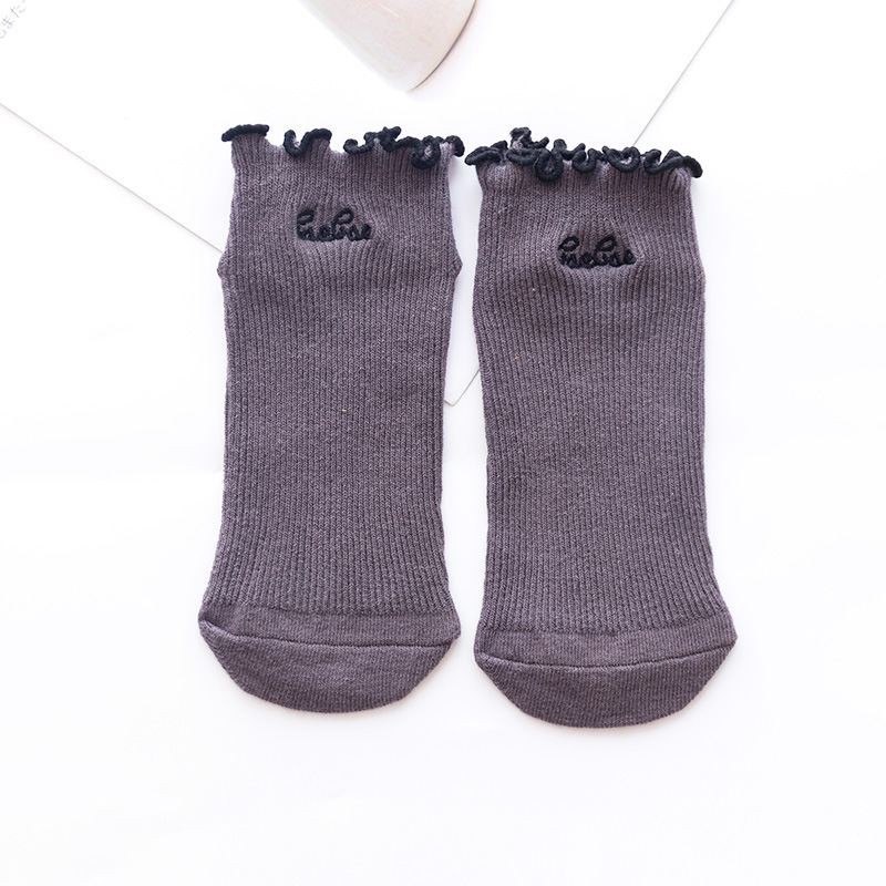 Japanese Solid Color Socks Female Wild Casual Street Letter Ms. Straight Socks Lace Socks Female